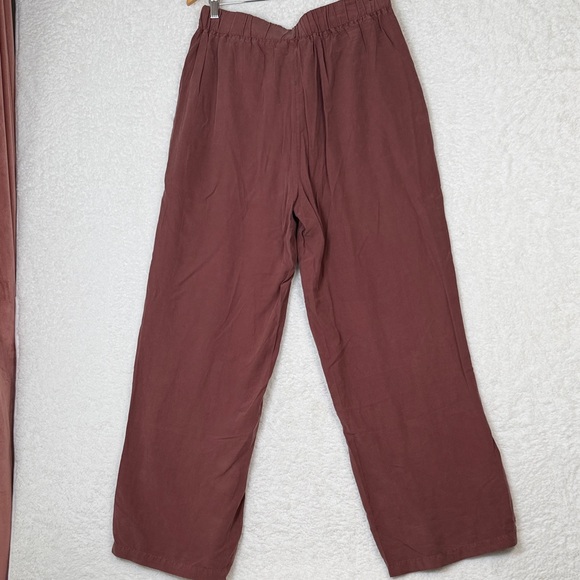 Thread & Supply NWT Soft Burgundy Flowy Palazzo Pants Elastic Waist with Tie L - Picture 4 of 9